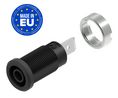 Banana Socket Black 4 mm Brass Nickel 1kVAC 1kVDC 36A Blade Terminal, 6.3 x 0.8 mm